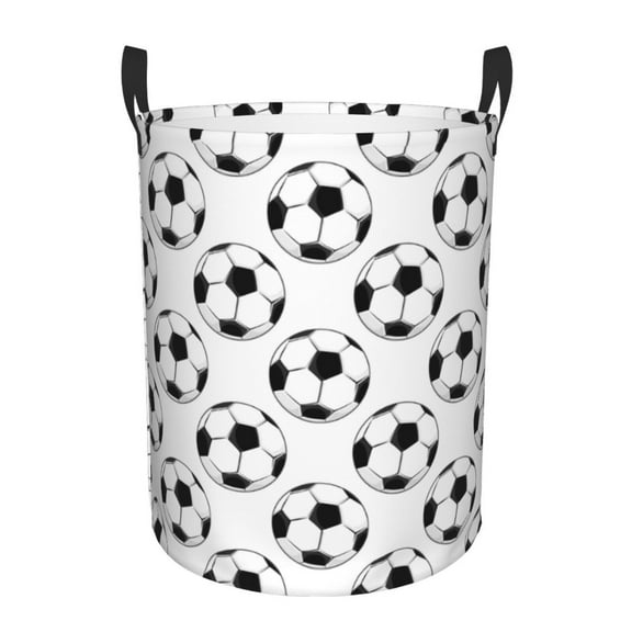 Large Laundry Basket with Handles - white soccer balls football Kids Baby Dirty Clothes Laundry Hamper for Bedroom Aesthetic