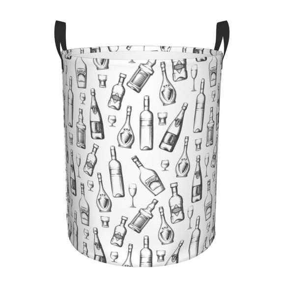 Large Laundry Basket with Handles - wine bottle Kids Baby Dirty Clothes Laundry Hamper for Bedroom Aesthetic