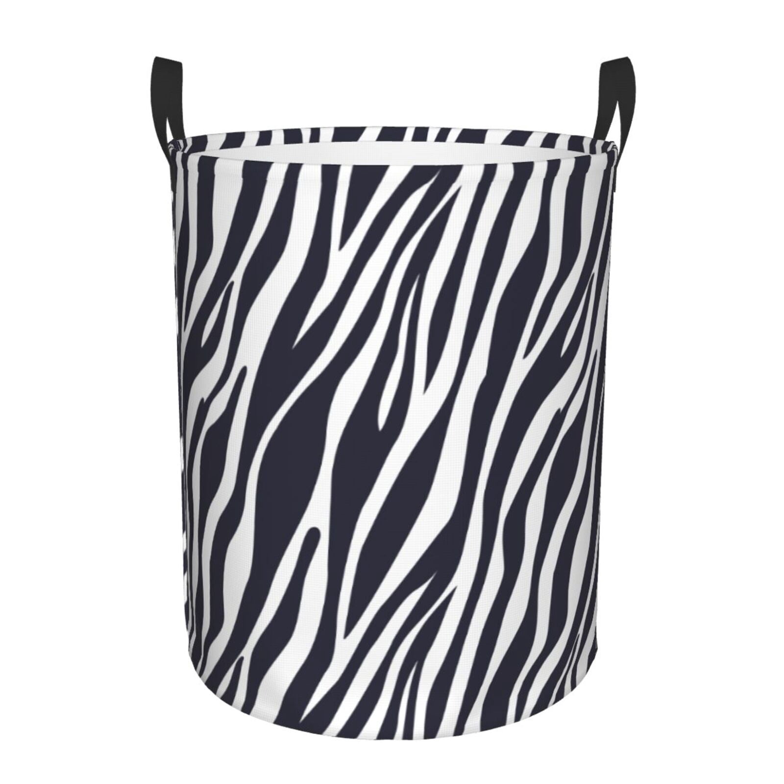Large Laundry Basket with Handles - zebra print black white print Kids Baby Dirty Clothes Laundry Hamper for Bedroom Aesthetic