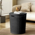 thumbnail image 1 of Large Laundry Basket with Lid | Imitation Rattan Plastic Storage Bin for Clothes | 42x38x33cm Capacity | 1-Pack, 1 of 5