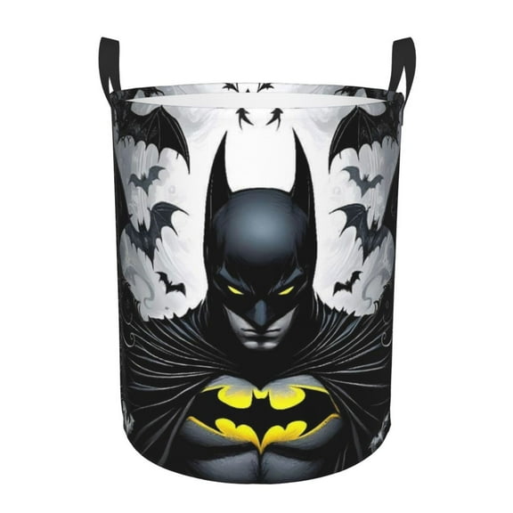 Large Laundry Baskets with Handles Batman Circular Hamper Bag in Laundry Room Bedroom Bathroom Medium