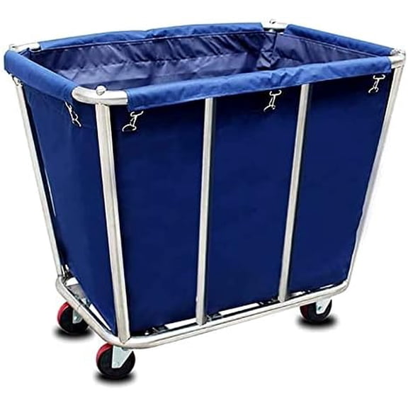 Large Laundry Cart,Industrial Commercial Rolling Laundry Cart Dirty Clothes Bin with Wheels,Heavy Duty Canvas Hamper,10 Bushel,Blue,260LBS Load Laundry Cart (Blue A)$$Home Decor, Kitchen, & Other