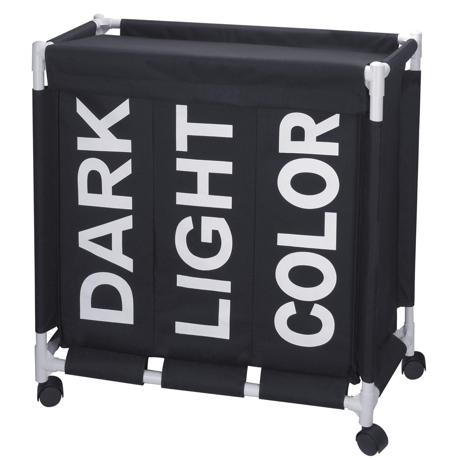 Large Laundry Hamper 3 Section with Lid Laundry Basket with Wheels 3