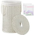thumbnail image 1 of Large Laundry Hamper Laundry Basket Round 34.3 Gal (130 L) Handwoven Wicker Laundry Baskets Rattan Laundry Basket with Laundry Bag Handles 2 Mesh Bags for Living Room Bedroom White, 1 of 15