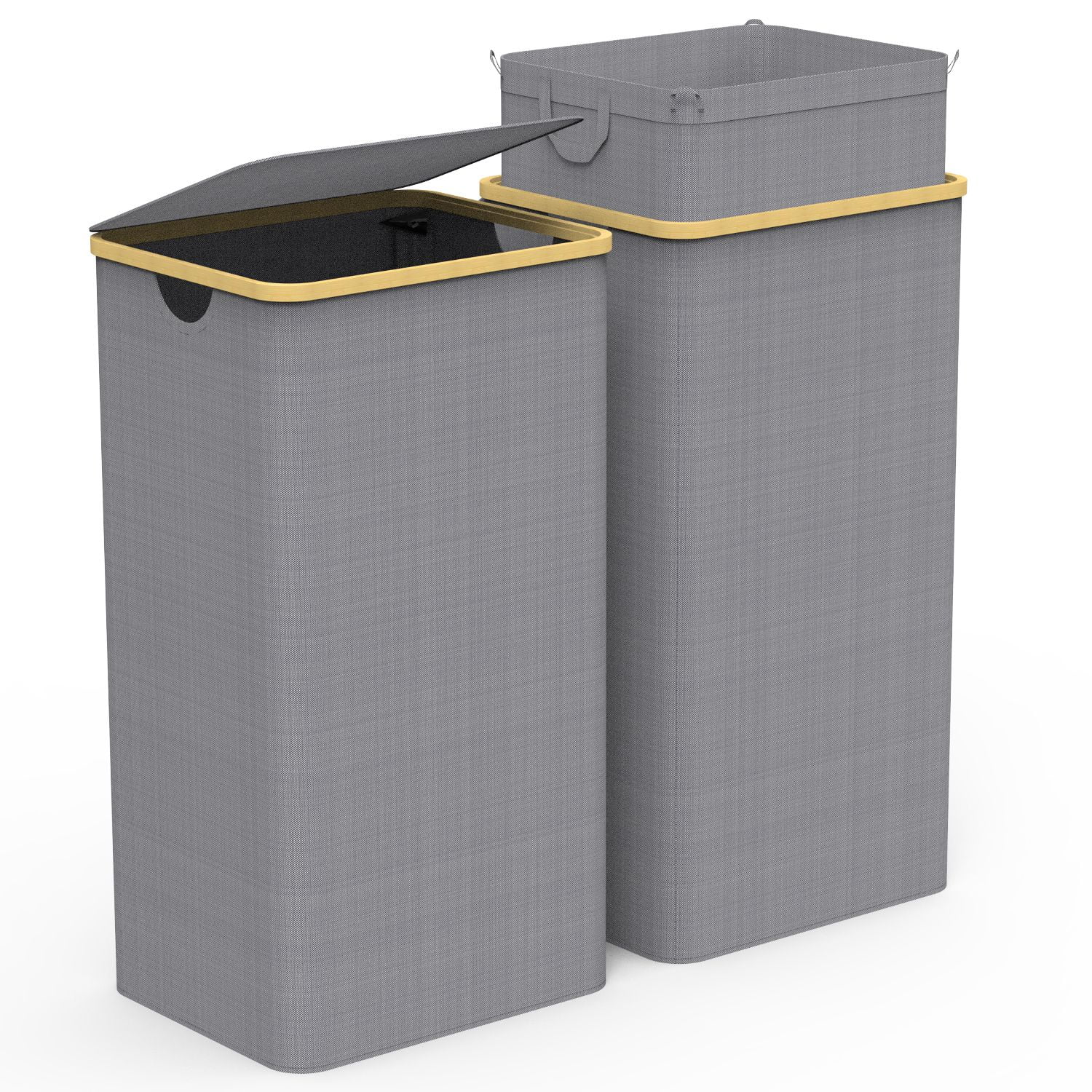 Gray Collapsible Waterproof Kids Laundry Hamper with Lid