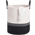 Large Laundry Hamper,Tall Cotton Laundry Basket with Handles,Woven Rope