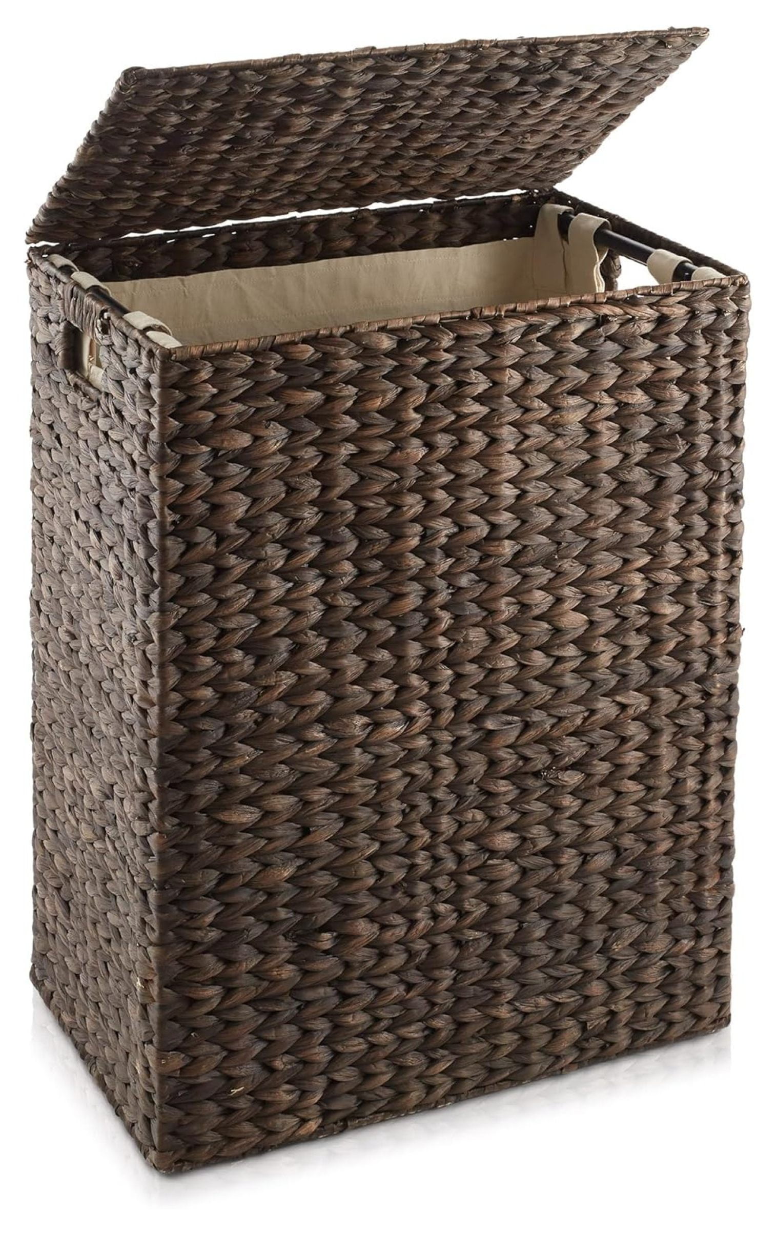 Large Laundry Hamper with Lid and Removable Liner Bag - Espresso, Woven ...