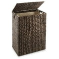 thumbnail image 1 of Large Laundry Hamper with Lid and Removable Liner Bag - Espresso, Woven Water Hyacinth Rectangular Laundry Basket Sorter for Clothes and Towels, 1 of 7