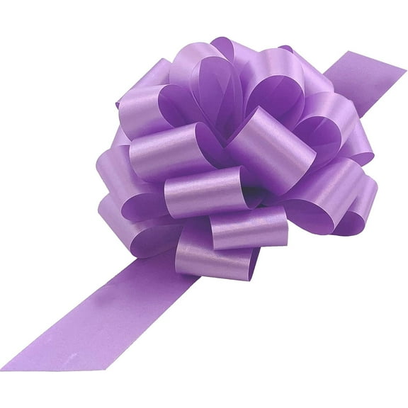 Large Lavender Ribbon Pull Bows - 9" Wide, Set of 6, Bows for Gifts, Valentine's Day, Wedding, Reception, Mother's Day, Birthday, Baby Shower, Fundraiser, Decoration, Christmas, Easter