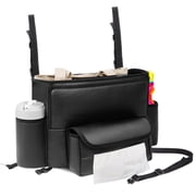 Large Leather Car Purse Holder Between Seats - Car Handbag Holder for Front Seat, Auto Console Organizer & Dog Barrier for SUV/Truck, Large Capacity Storage Pocket for Bag, Tissue & Phone, Black
