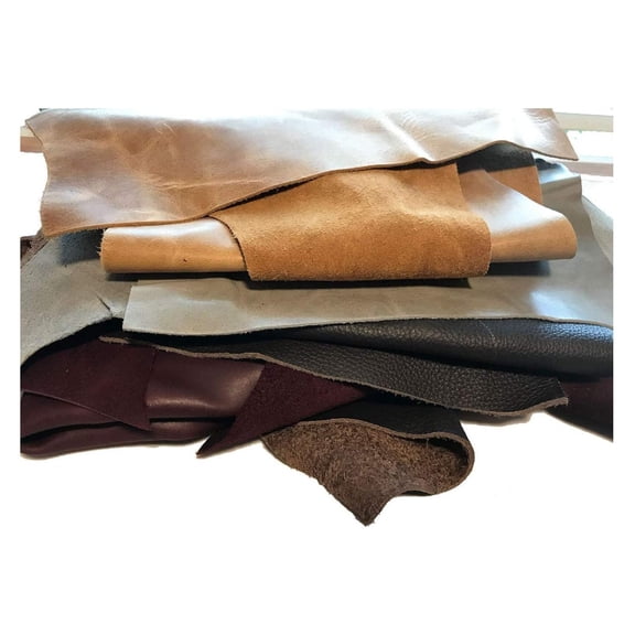 Large Leather Remnants - 2 lbs. (2-3 Pieces per Pack). Colors are Different in Each Pack