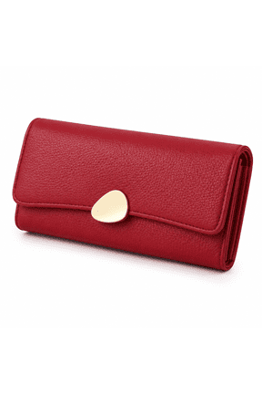 Large Leather Wallets for Women Trifold Clutch Wallet-Red