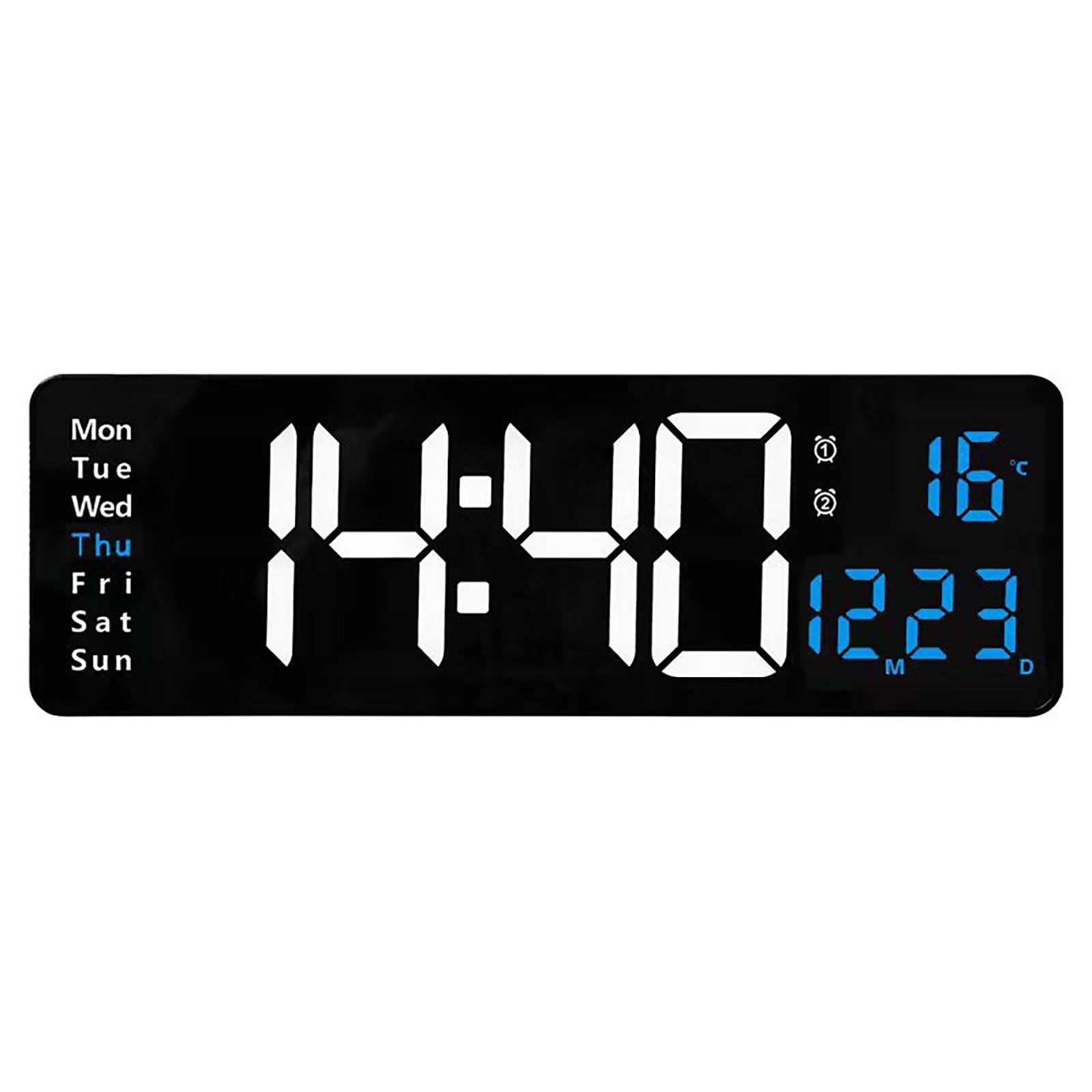 Large Led Digital Wall Clock Temperature Date Day Display Usb Remote