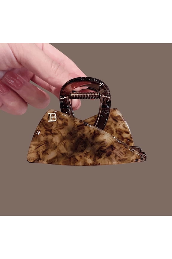 Large Leopard Print Acetate Hair Claw Clip, Korean Style Geometric Triangle Shark Clip for Women, Nonslip Amber Celluloid Hair Accessory for Half-Tie Hairstyles