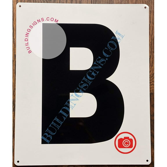 Large Letter B -Metal Sign - Parking LOT Sign (White,Aluminium,10X12)-EL ESTACIONAMIENTO LINE (ref-2201)