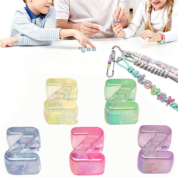 Large Letter Beads 1Pack of 5 Pcs Paracord Beads Acrylic Colorful Bubble Big Alphabet Bead Large Hole Chunky Letter Bead for Keychains Bag Charm Kit Phone Chains Bracelets Necklaces Shoelaces (Z)