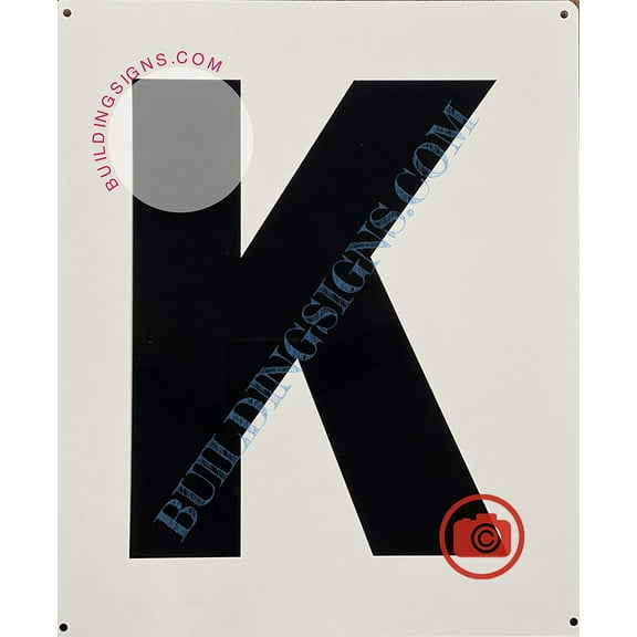 Large Letter K -Metal Sign - Parking LOT Sign (White,Aluminium,10X12)-EL ESTACIONAMIENTO LINE (ref-2201)