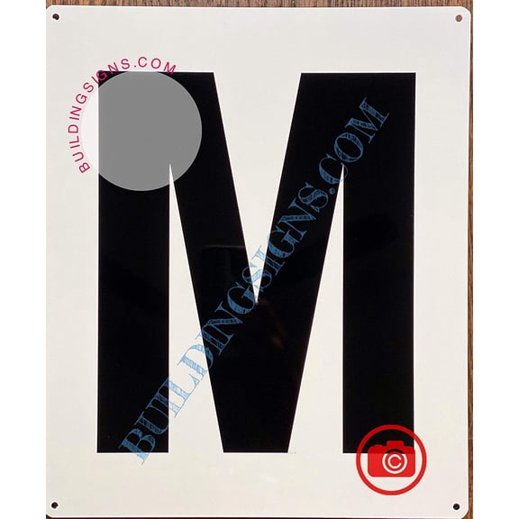 Large Letter M -Metal Sign - Parking LOT Sign (White,Aluminium,10X12)-EL ESTACIONAMIENTO LINE (ref-2201)