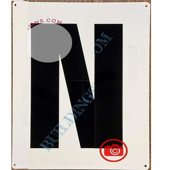 Large Letter N -Metal Sign - Parking LOT Sign (White,Aluminium,10X12)-EL ESTACIONAMIENTO LINE (ref-2201)