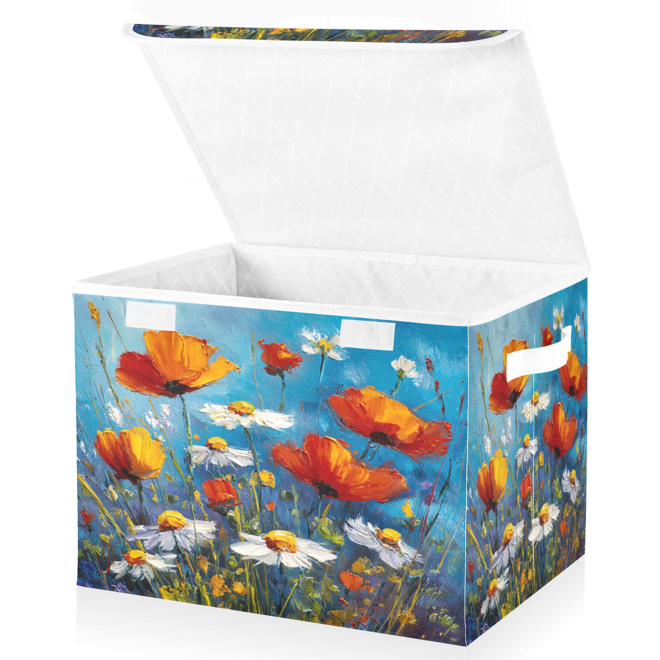 Large Lidded Bin Foldable Storage Baskets Boxes Cubes Lids with 2 ...
