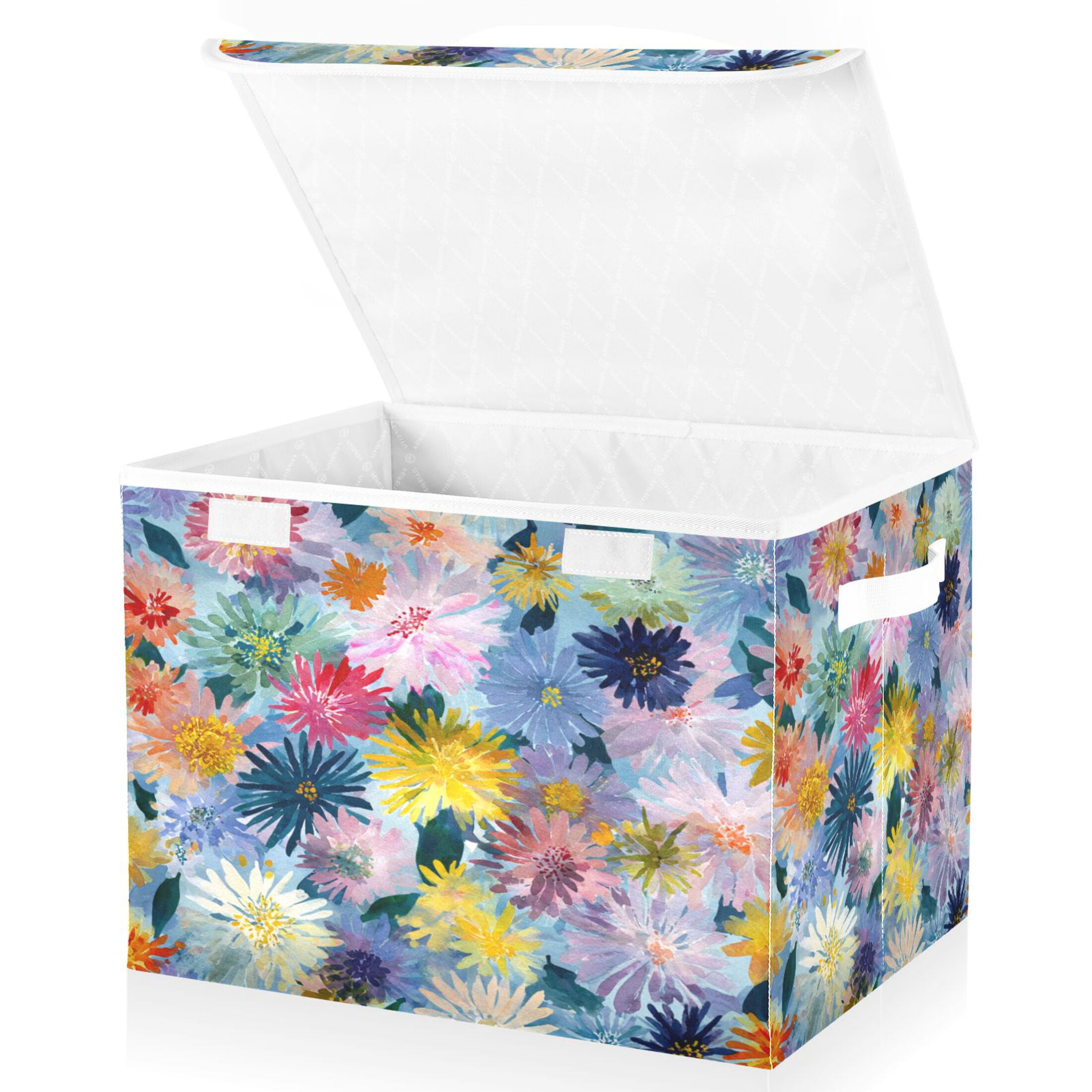 Large Lidded Bin Foldable Storage Baskets Boxes Cubes Lids with 2 ...