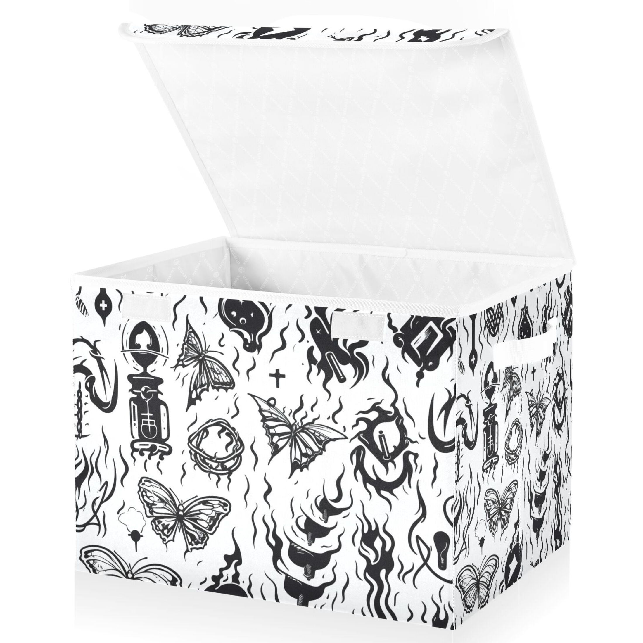Large Lidded Foldable Storage Baskets Cubes Boxes Lids Bin for Home ...