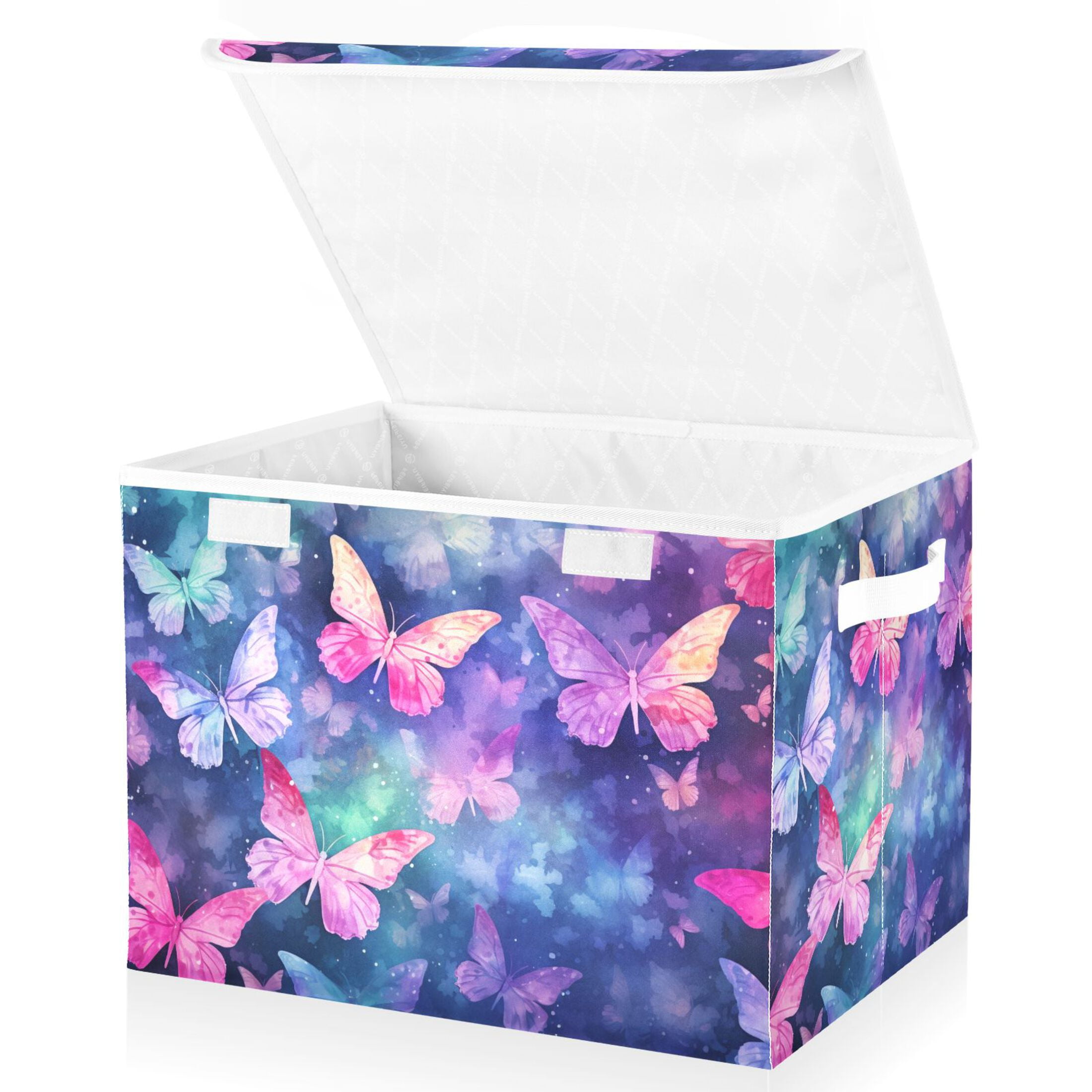 Large Lidded Foldable Storage Baskets Cubes Boxes Lids Bin for Home ...