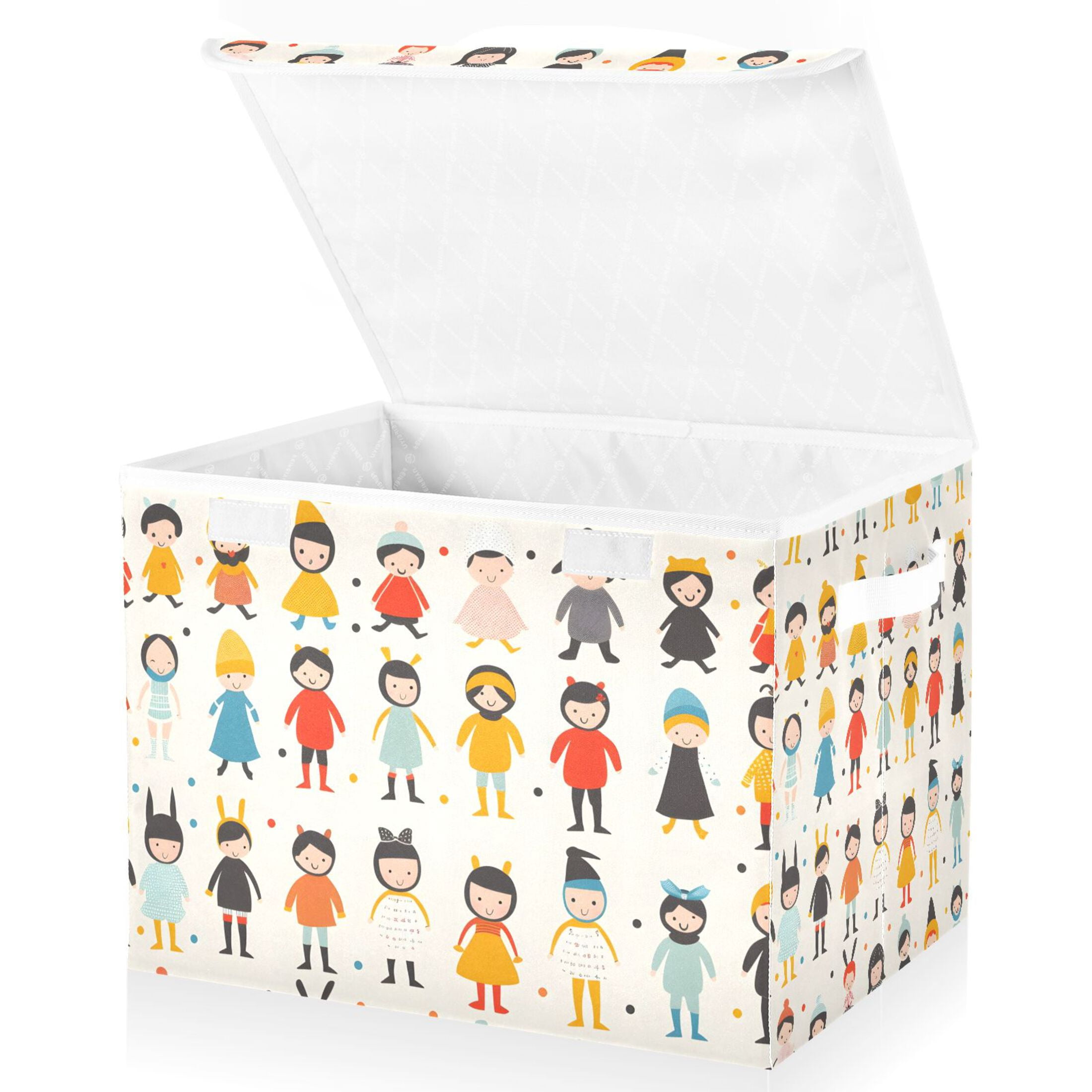 Large Lidded Foldable Storage Baskets Cubes Boxes Lids Bin for Home ...