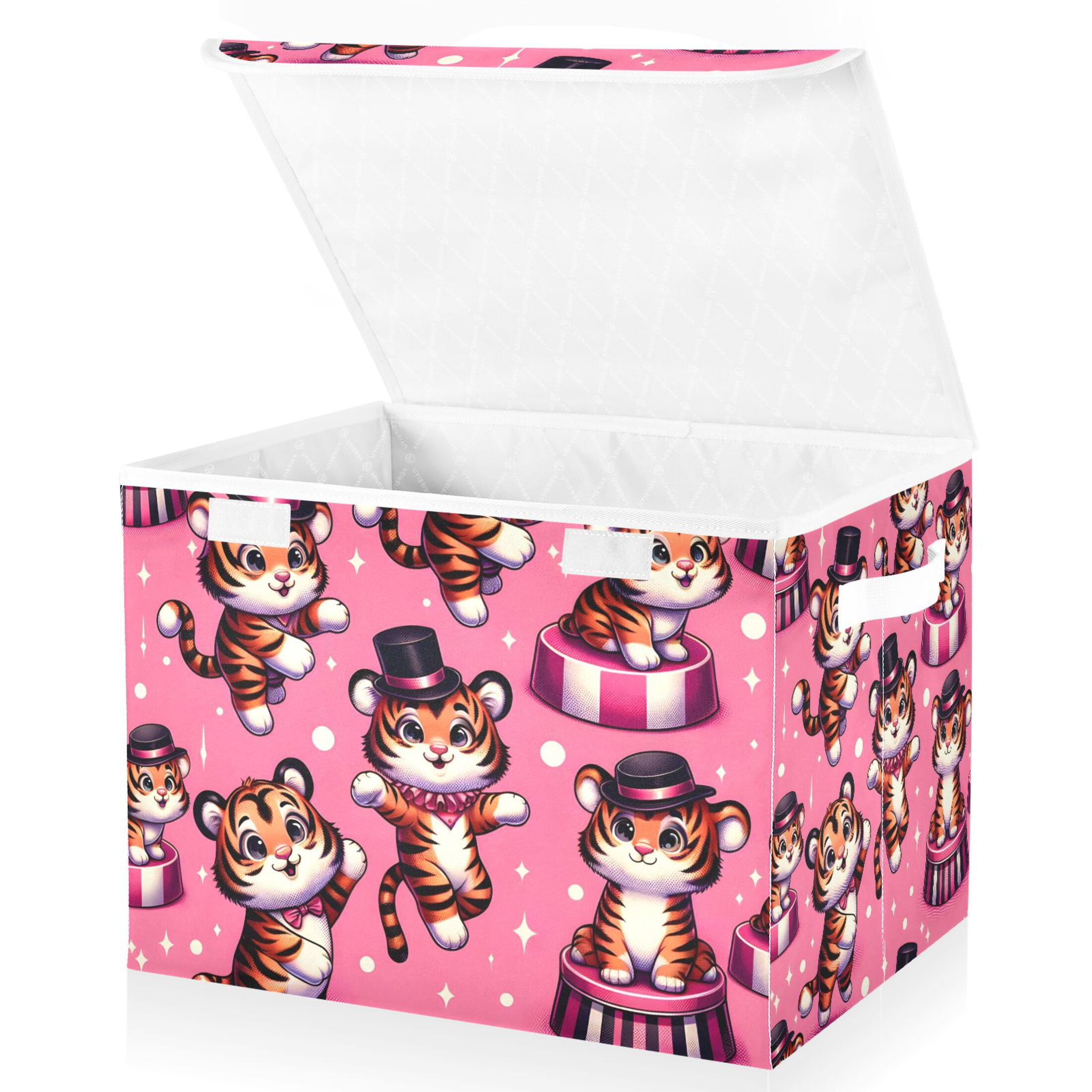 Large Lidded Foldable Storage Baskets Cubes Boxes Lids Bin for Home