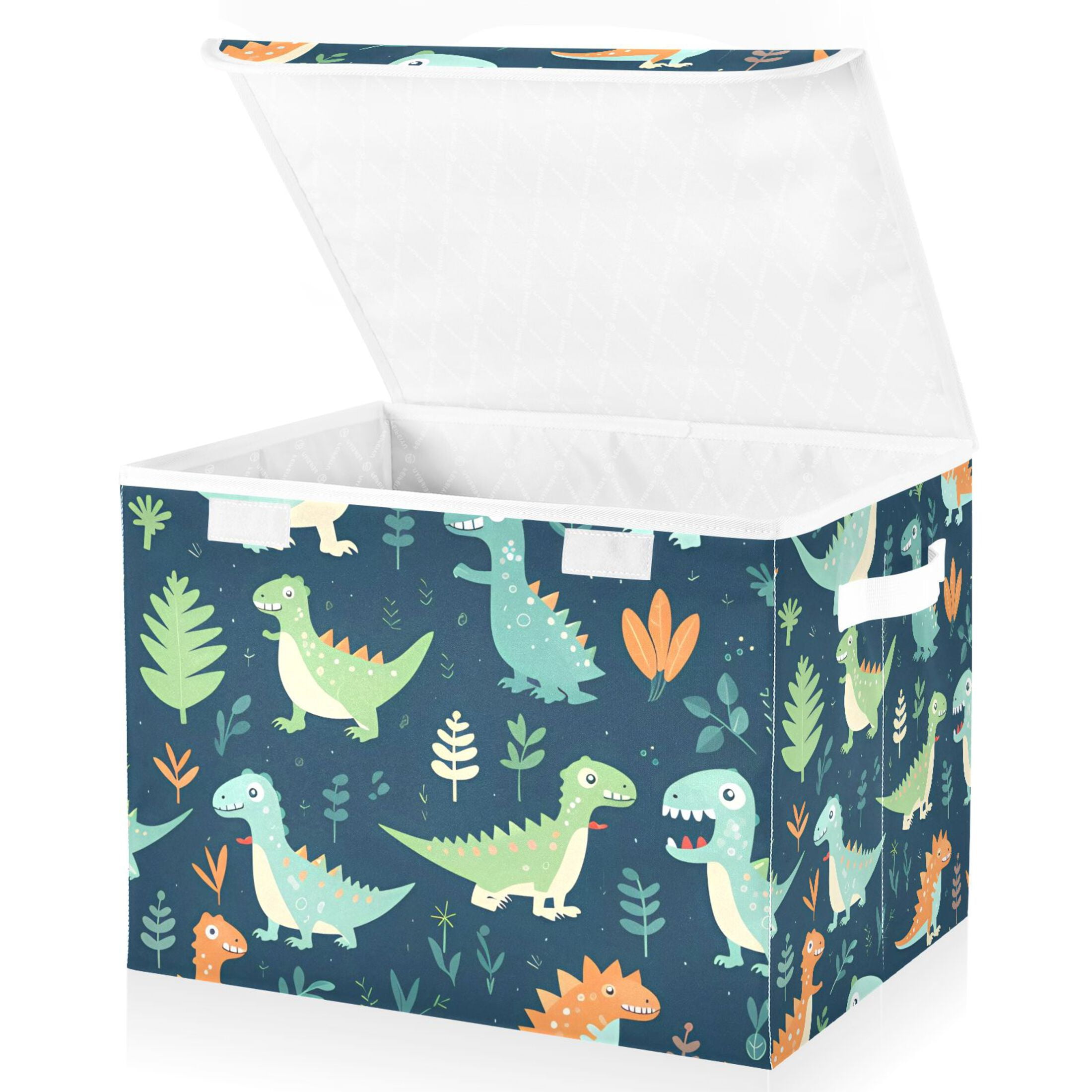 Large Lidded Foldable Storage Baskets Cubes Boxes Lids Bin for Home Bedroom Office Dinosaurs