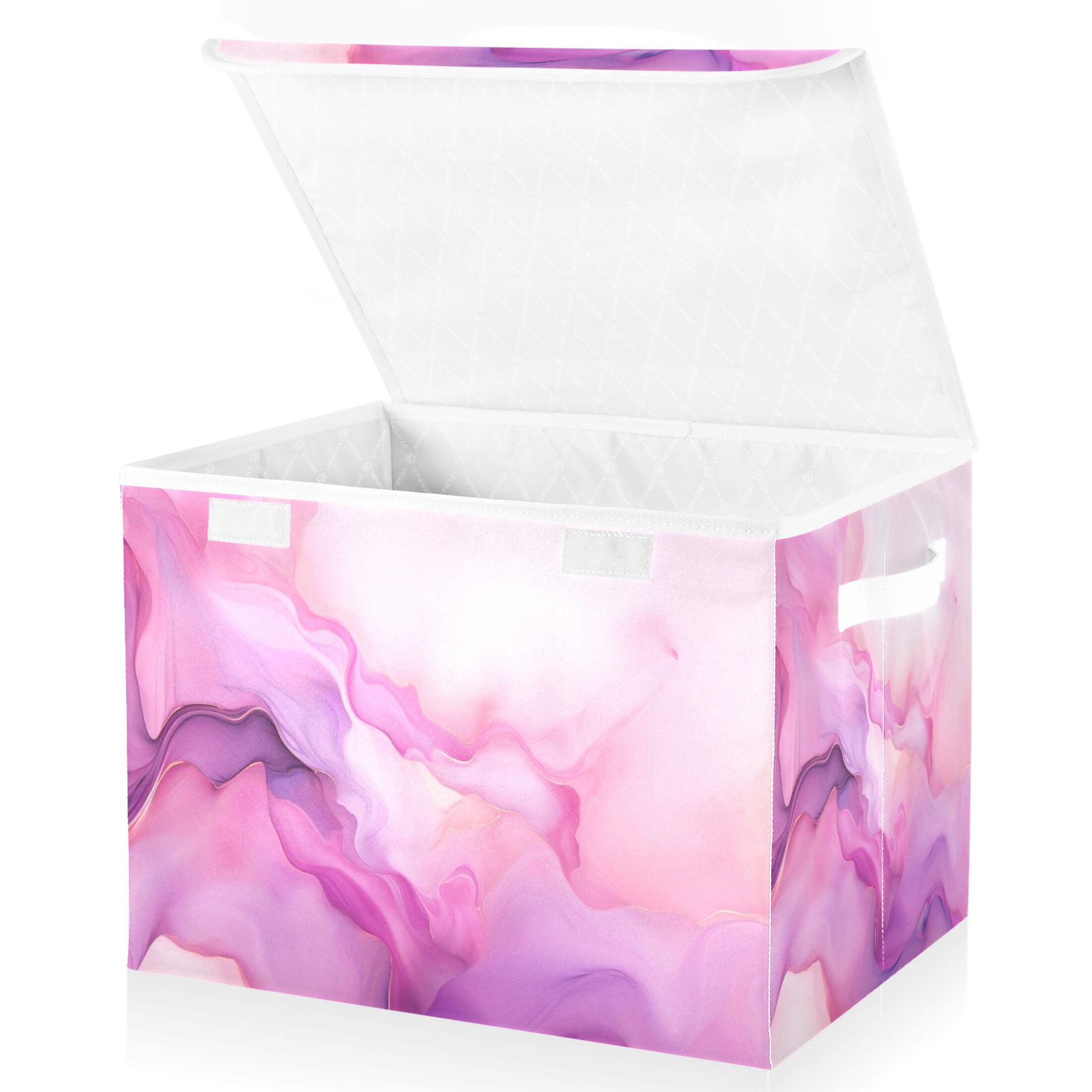 Large Lidded Foldable Storage Baskets Cubes Boxes Lids Bin for Home ...