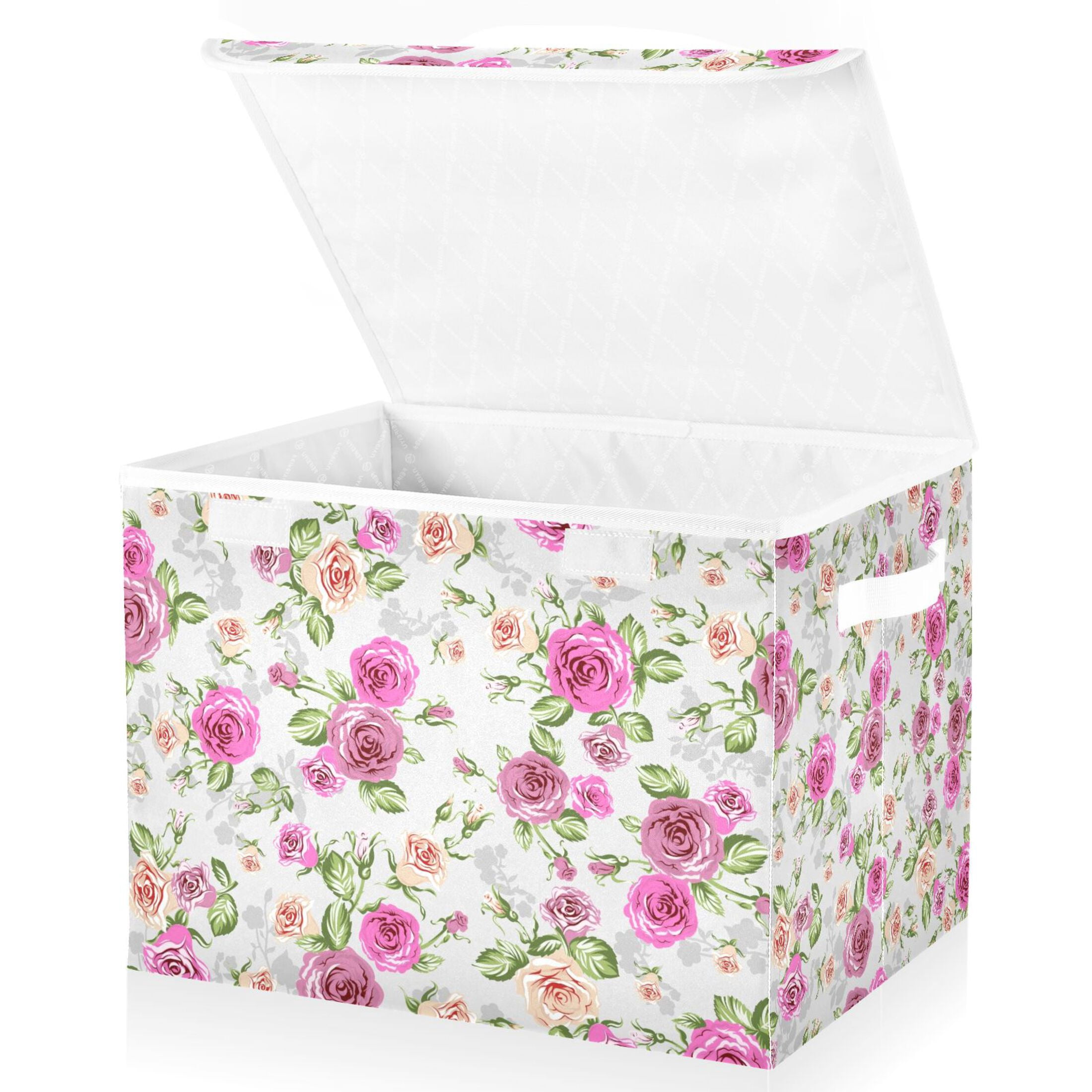 Large Lidded Foldable Storage Baskets Cubes Boxes Lids Bin for Home ...
