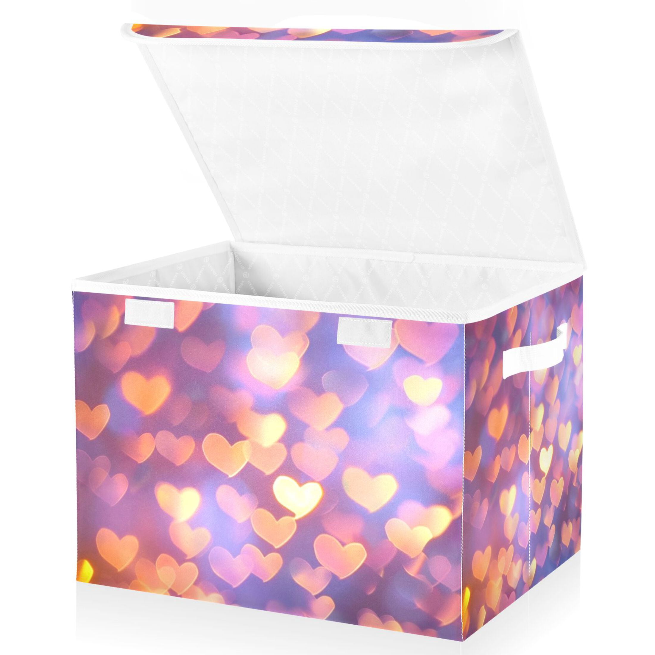 Large Lidded Foldable Storage Baskets Cubes Boxes Lids Bin for Home ...