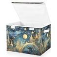 thumbnail image 1 of Large Lidded Foldable Storage Baskets Cubes Boxes Lids Bin for Home Bedroom Office Stars and Moon, 1 of 7