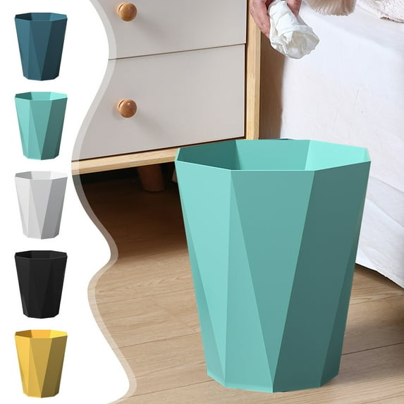 Large Lidless Press Ring Trash Can for Home, Sturdy Plastic Garbage Bin for Kitchen Bathroom, Open Top Waste Can with Press Ring, Space-Saving Household Trash Bin for All Rooms, 12*9in, White