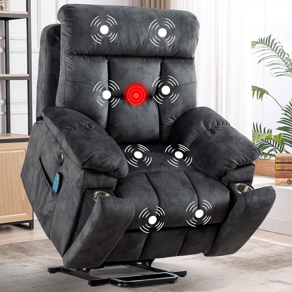 Large Lift Recliner Chair With Massage And Heat For Elderly Big And