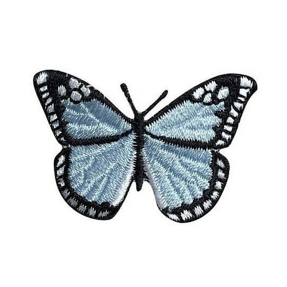 Large - Light Blue/Black Monarch Butterfly - Iron on Applique/Embroidered Patch