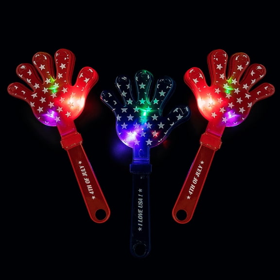Large Light-Up Patriotic Hand Clappers, Toys, Fourth of July, 12 Pieces