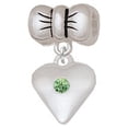 thumbnail image 1 of Large Lime Green Birthday Crystal Heart - Bow Charm Bead, 1 of 1