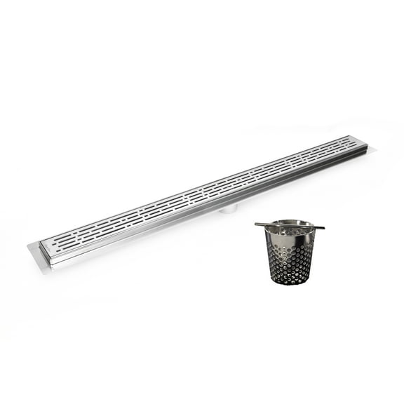 Large Linear Drain, 72 Inch Linear Shower Drain with Hair Trap Set, Broken Lane Design, SereneDrains