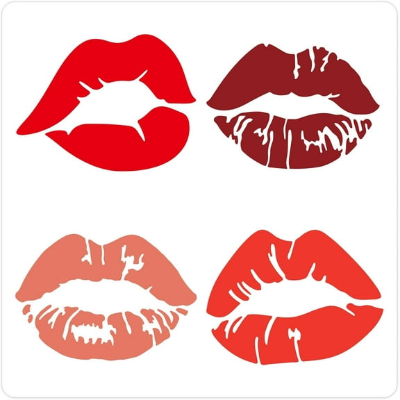 Large Lips Stencils 11.8 x 11.8 Inch PET Reusable Hollow Out Kiss Lipstick Mouth Decoration Paint Drawing Template Stencil