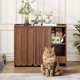 thumbnail image 1 of Large Litter Box Enclosure with Litter Collector, Hidden Litter Box Furniture for Automatic Litter Box, Cat Robot 3/4, Dog Proof Litter Box Cabinet, Side Table, Walnut, 1 of 9
