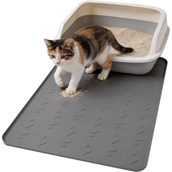 Large Litter Mat, 34" x 22" Litter Box Mat, Litter Trapping Mat, Soft Kitty Paws & Easy to Clean for Floor, /Urineproof Litter Pad for Indoor Cats