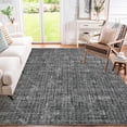 thumbnail image 1 of Large Living Room Rugs 10x13 Non-Slip Contemporary Accent Carpet, Non-Shedding Solid Textured Floor Cover, Modern Minimalist Distressed Mat for Dining Room, Bedroom, Office, Dark Grey, 1 of 9