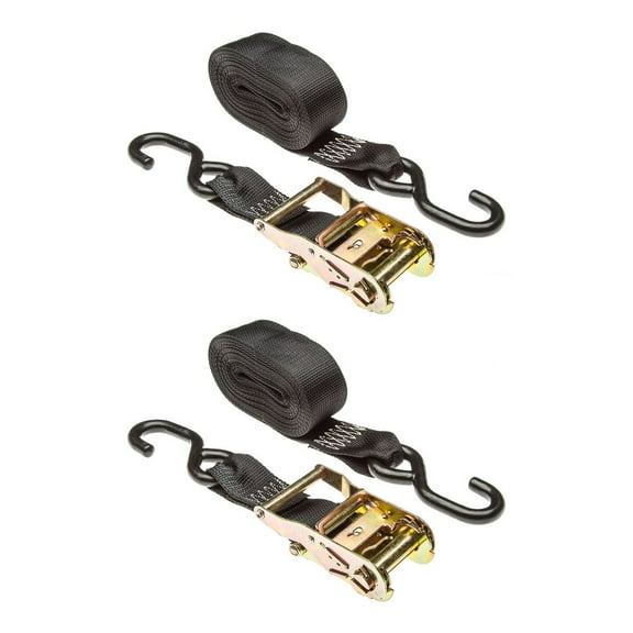 Large Load 18' Ratchet Strap Pair with S-Hook Ends