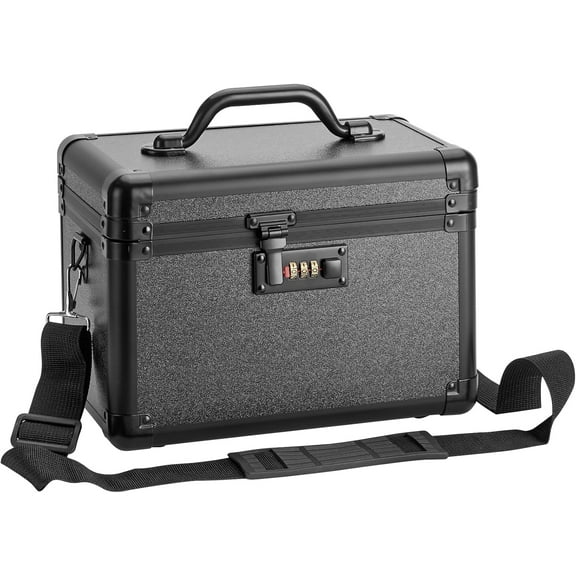 Large Lock Box - 11x6.7x7.9 Inch Lockable Security Storage Case with Combination Lock, Locking Medicine Box for Personal Items, Passports and Pills, Lockbox for Home Office, Black
