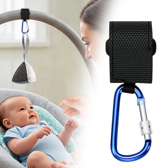 Large Locking Carabiner Clip, 30KG Capacity Aluminum Alloy Spring Hook for Stroller & Grocery Bags, Wear-Resistant Outdoor Gear, Blue