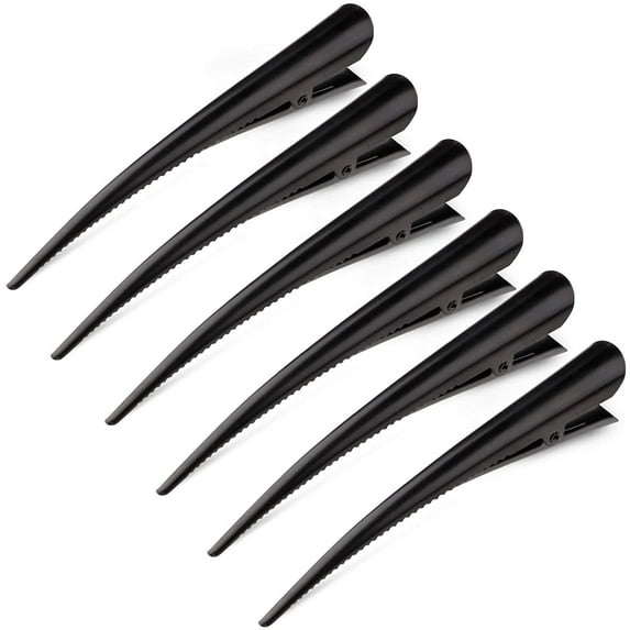 Large Long Alligator Hair Clips for Styling Salon Sectioning, 5 inch Rust-Proof Durable Non-Slip Duckbill Metal Clips for Women Thick and Thin Hair (6 Pack) Black