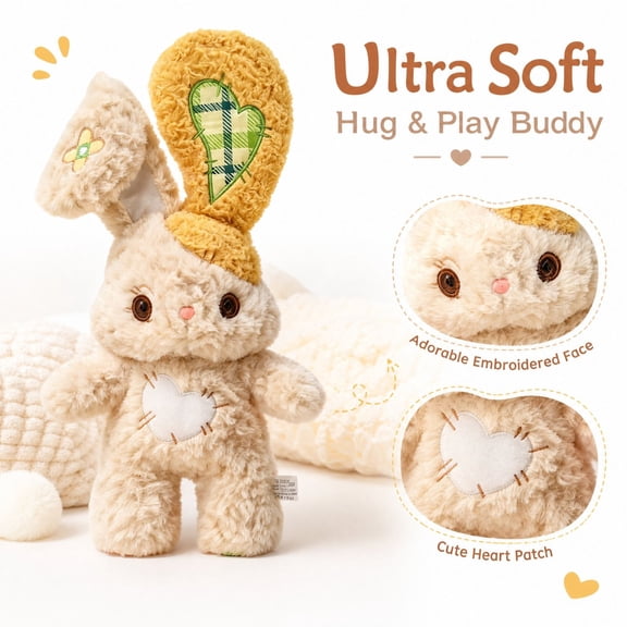 Large Long Ear Bunny Stuffed Animal, 50 cm Patchwork Plush Doll with Soft Polyester Fabric for Birthday Gifts and Home Display