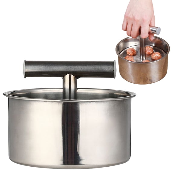 Large Low Profile 12-Hole Stainless Steel Meatball Maker, Hand Press Meatball Maker Tool, Wide Mouth Meat Ball Maker Tool, Flat Body Meatball Mold for Kitchen Bulk Meatball Preparation